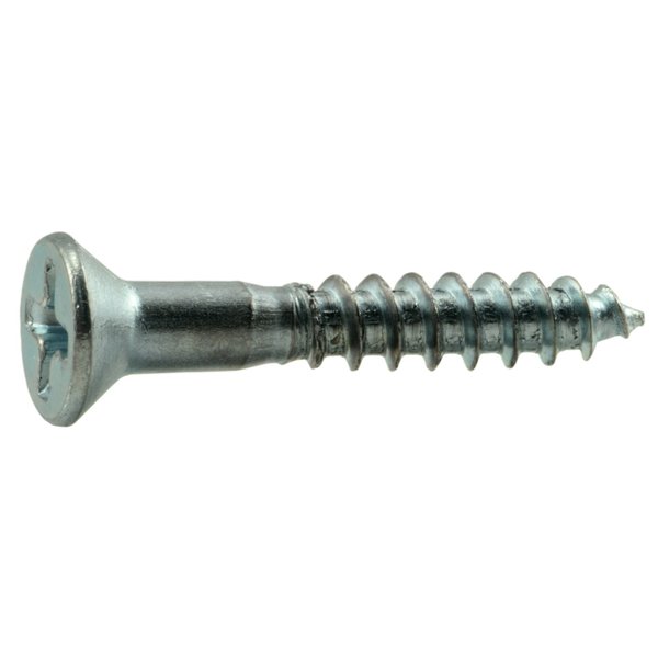 Midwest Fastener Wood Screw, #7, 1 in, Zinc Plated Steel Flat Head Phillips Drive, 100 PK 02546